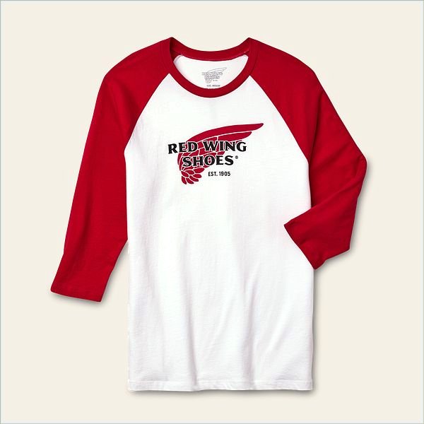  3/4 Raglan Baseball T-Shirt Unisex Baseball Logo T-Shirt in White Cotton