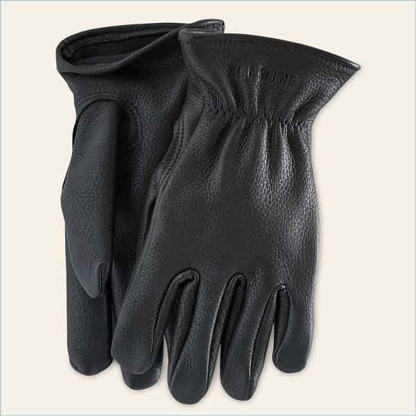  Lined Buckskin Leather Glove Men's Glove in Black Buckskin Leather