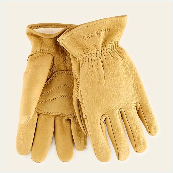  Lined Buckskin Leather Glove Men's Glove in Yellow Buckskin Leather