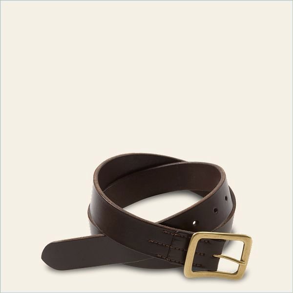  Narrow Vegetable-Tanned Leather Belt Men's Belt in Dark Brown English Bridle Leather