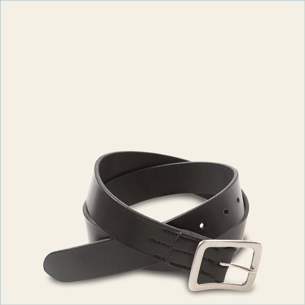  Narrow Vegetable-Tanned Leather Belt Men's Belt in Black English Bridle Leather