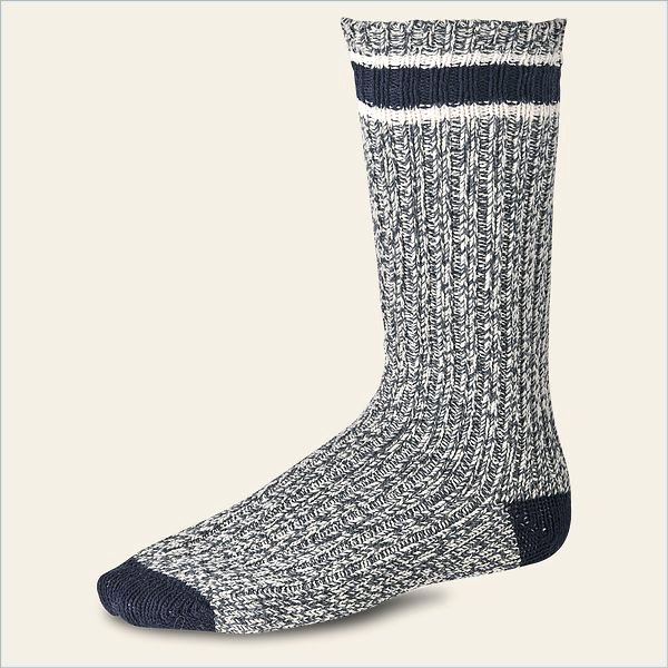  Ragg Wool Stripe Unisex Sock in Slate/Navy Wool Ragg