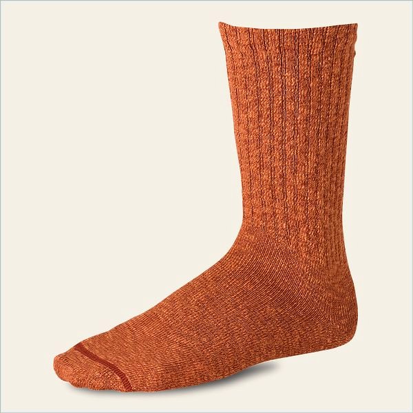  Cotton Ragg Over Dyed Tonal Sock Unisex Sock in Rust/Orange Cotton Blend