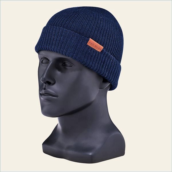  Merino Wool Knit Hat Unisex Hat in Navy Merino Wool