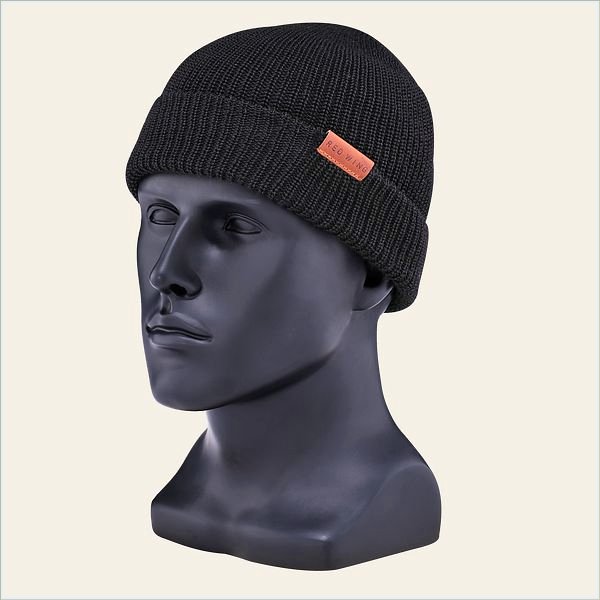  Merino Wool Knit Hat Unisex Hat in Black Merino Wool