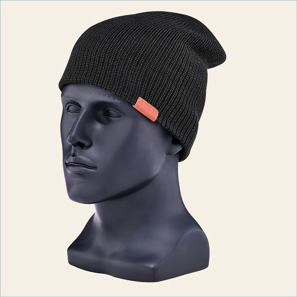  Merino Wool Knit Hat Unisex Hat in Black Merino Wool