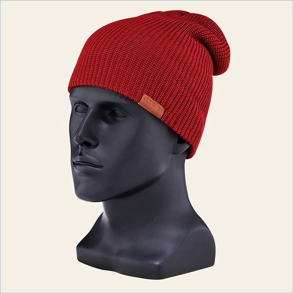  Merino Wool Knit Hat Unisex Hat in Red Merino Wool