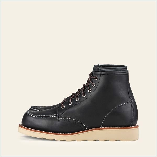  6-Inch Classic Moc Women's Short Boot in Black Boundary Leather