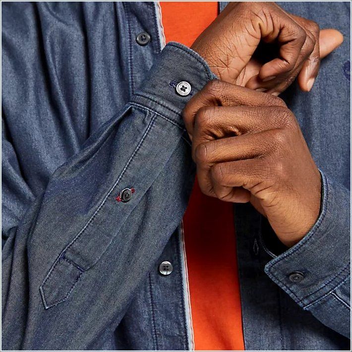  TIMBER Mens Slim Fit Essential Chambray Shirt