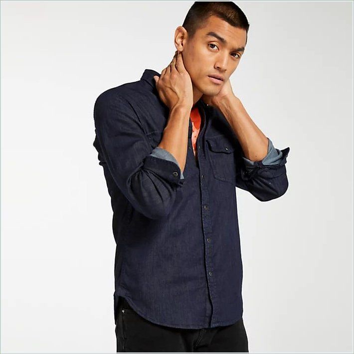  TIMBER Mens Slim Fit Stretch Denim Shirt