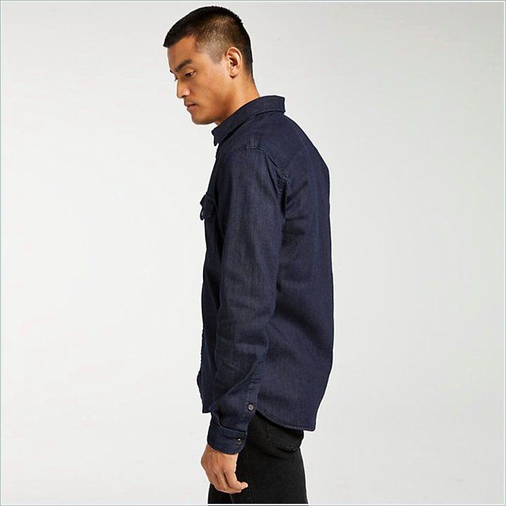  TIMBER Mens Slim Fit Stretch Denim Shirt