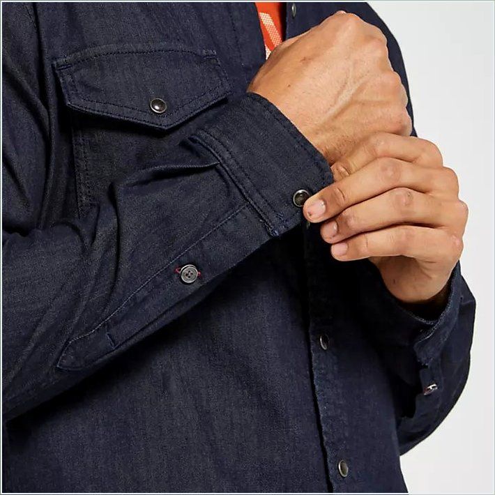  TIMBER Mens Slim Fit Stretch Denim Shirt