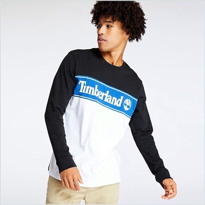  TIMBER Mens Long Sleeve Color Block Linear Logo T-Shirt