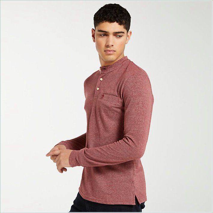  TIMBER Mens Slim Fit Essential Henley Shirt