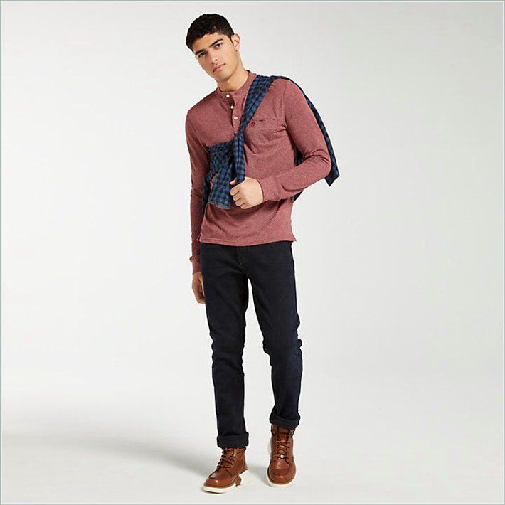  TIMBER Mens Slim Fit Essential Henley Shirt