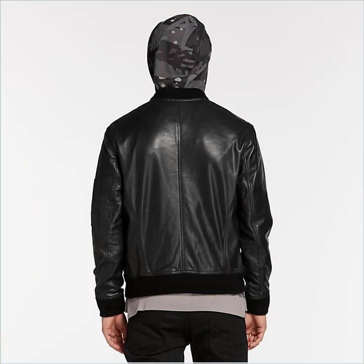  TIMBER Mens Classic Leather Bomber Jacket