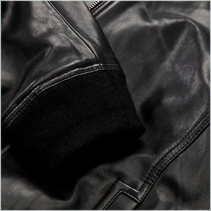  TIMBER Mens Classic Leather Bomber Jacket