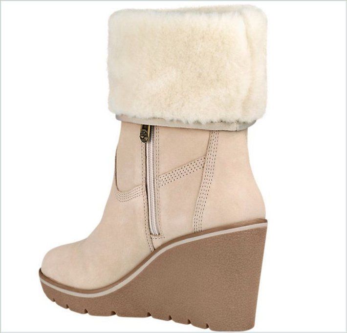  TIMBER Womens Paris Height Shearling Wedge Boots