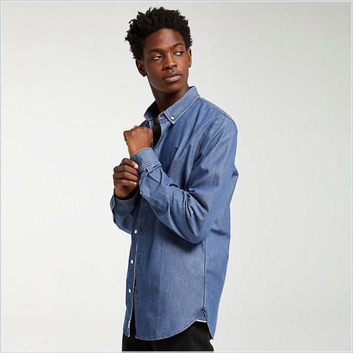  TIMBER Mens Slim Fit Essential Chambray Shirt