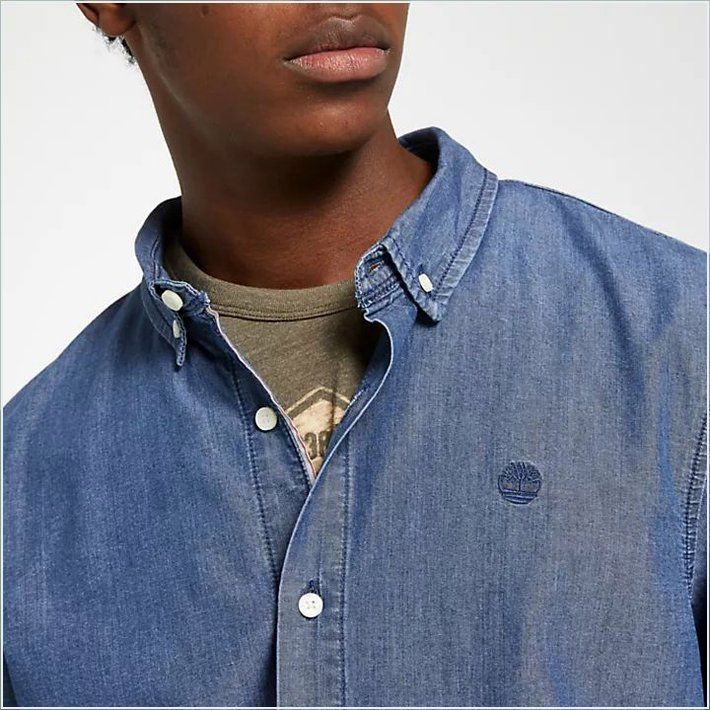  TIMBER Mens Slim Fit Essential Chambray Shirt