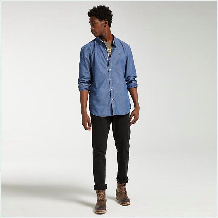  TIMBER Mens Slim Fit Essential Chambray Shirt