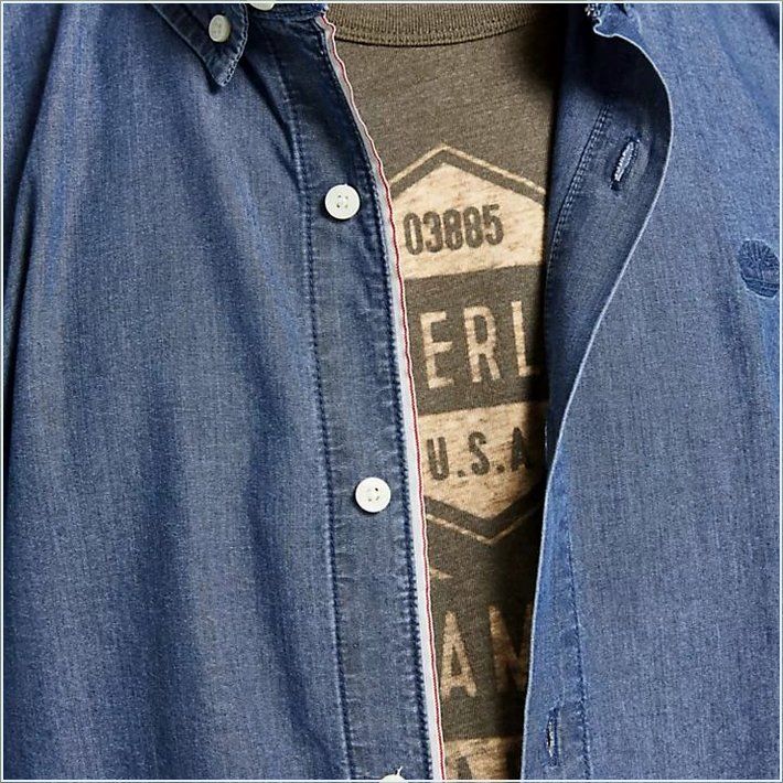  TIMBER Mens Slim Fit Essential Chambray Shirt