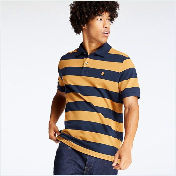  TIMBER Mens Millers River Striped Rugby Shirt