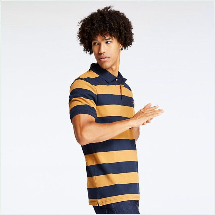  TIMBER Mens Millers River Striped Rugby Shirt