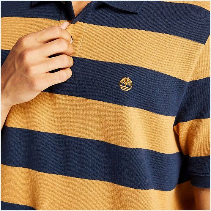  TIMBER Mens Millers River Striped Rugby Shirt