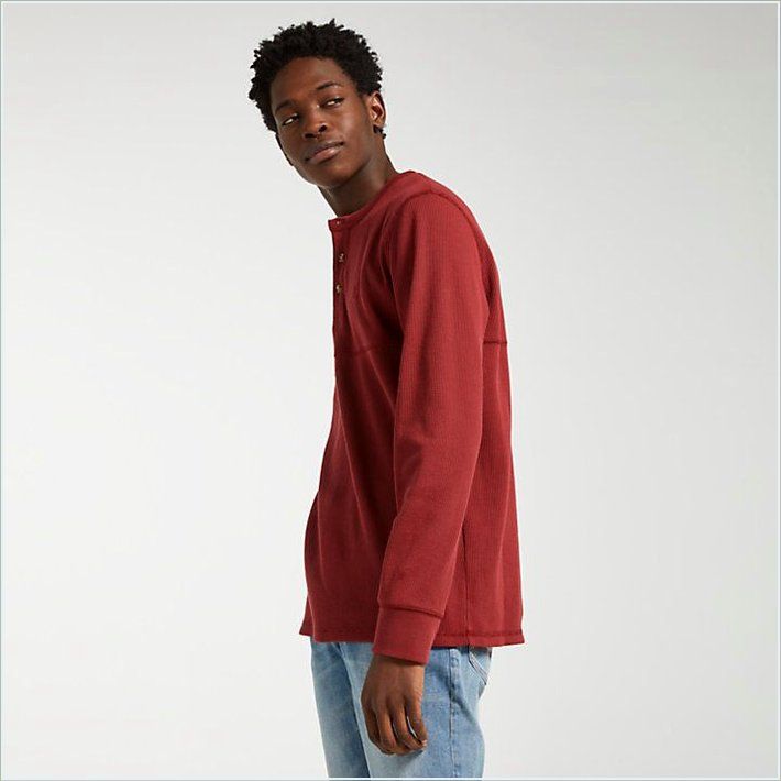  TIMBER Mens Wharf River Waffle Henley Shirt