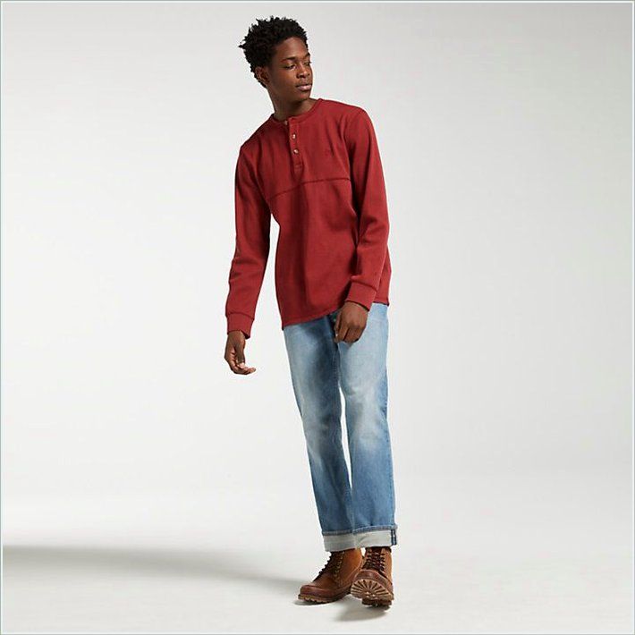  TIMBER Mens Wharf River Waffle Henley Shirt