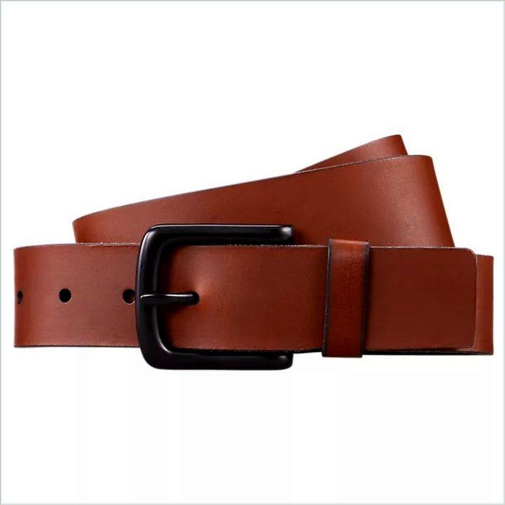  TIMBER Mens Black-Buckle Buffalo Leather Belt